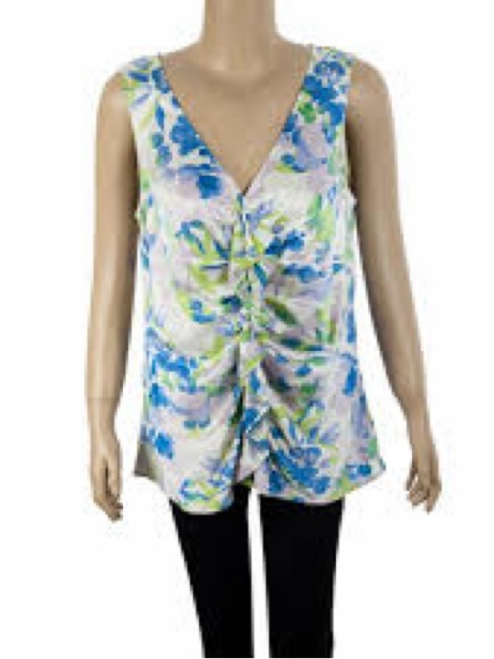 ST JOHN Silk Floral Blouse Top Size 8 or M